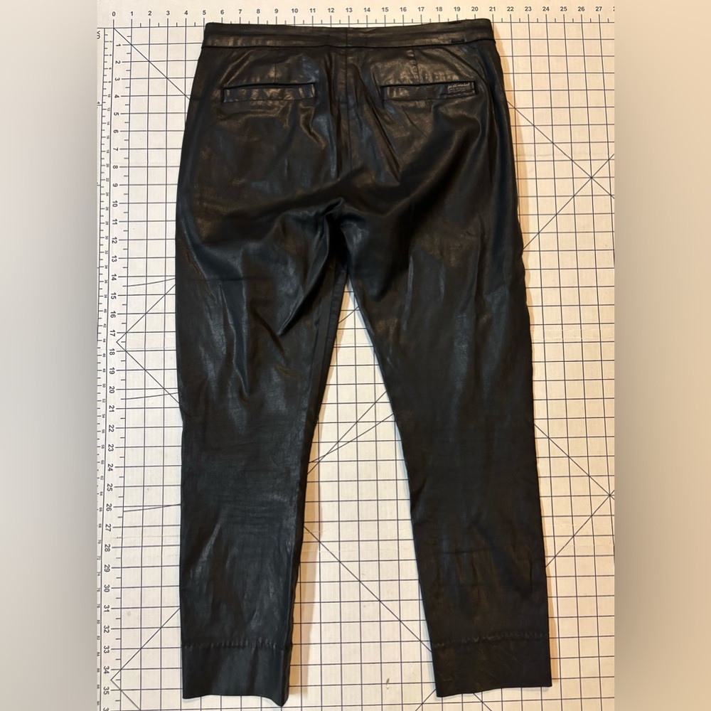 7 For All Mankind Women’s Size 26 Black Faux Leather Chino Style Trousers